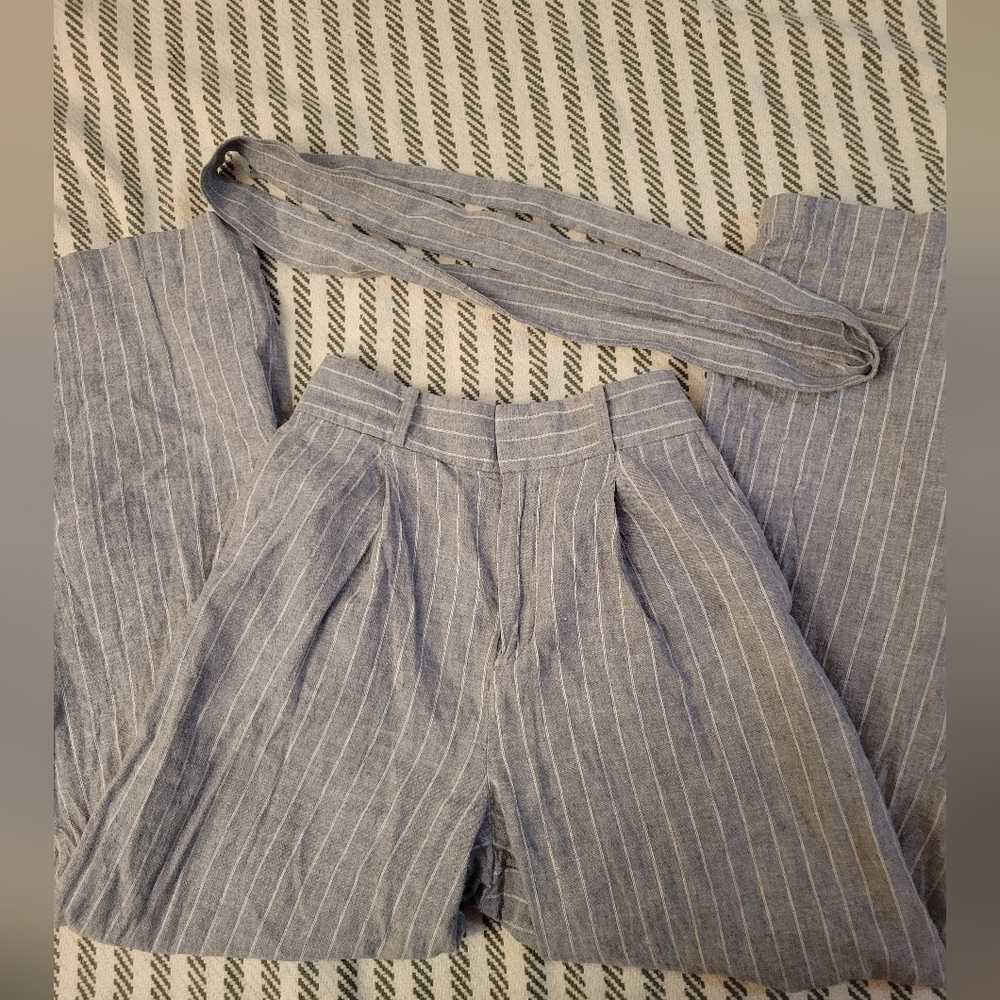 Uniqlo Grey linen cotton blend summer pants